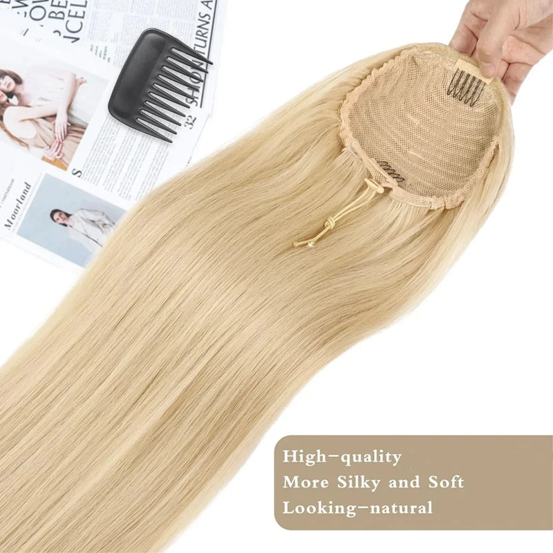 Drawstring Ponytail Extension in Beachy Blonde
