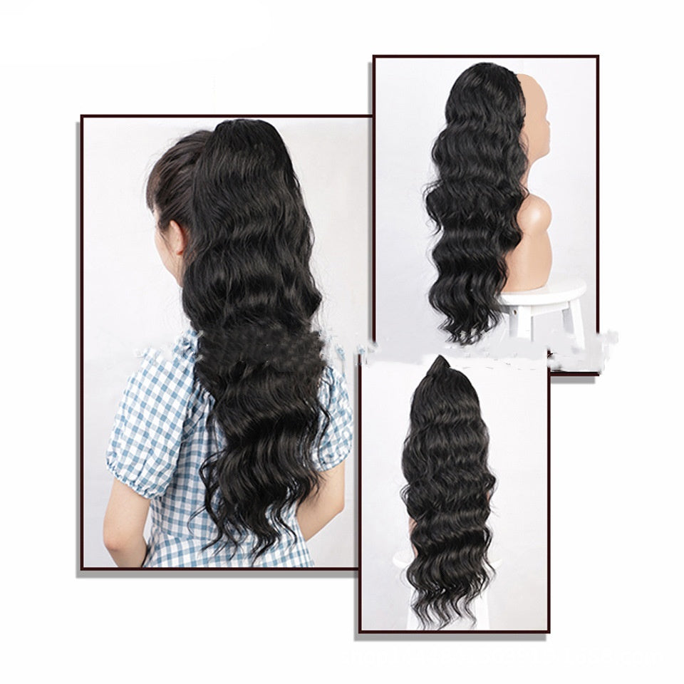 Drawstring Ponytail Extension in Midnight Black